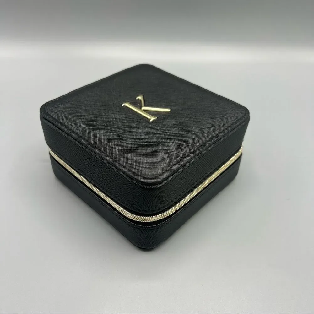 Nordstrom Black Jewelry Box with Gold Letter K